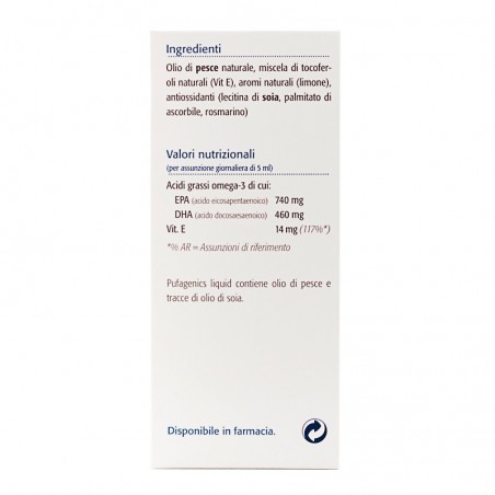 Pufagenics Liquid omega3 + Vit. E - gusto limone fl. 210ml , Metagenics