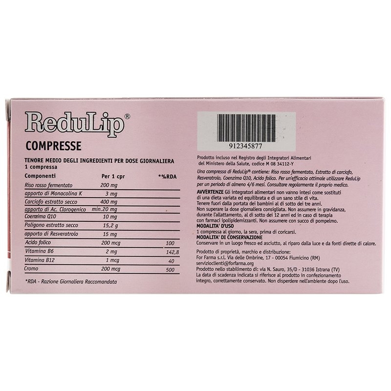 immagine della confezione integratore ReduLip 30 capsule For Farma, componenti e avvertenze