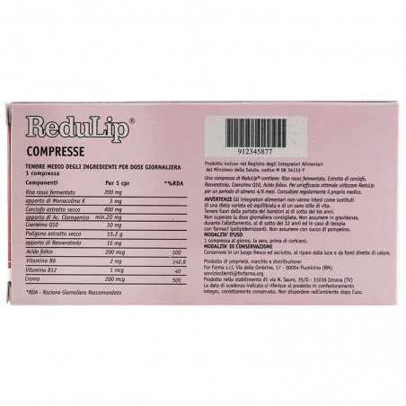 immagine della confezione integratore ReduLip 30 capsule For Farma, componenti e avvertenze