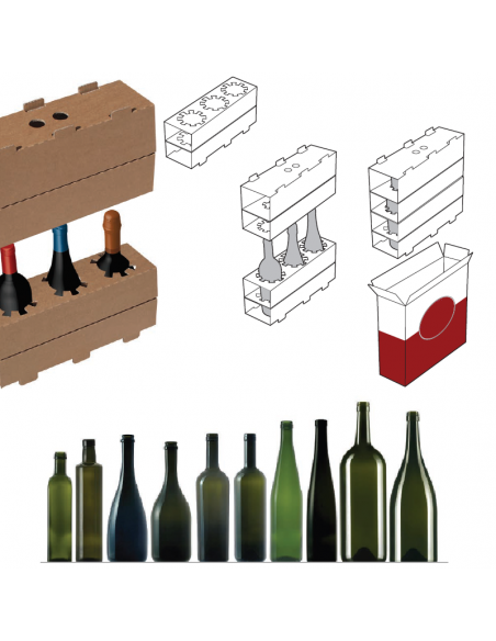 Imballaggio per trasposto di bottiglie in vetro