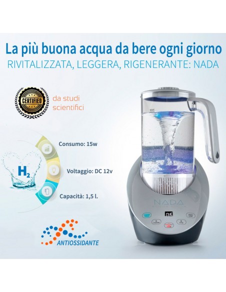 Generatore di Acqua Idrogenata H2 NADA con Filtro Esclusivo a Bio-Ceramiche [New Model 2022]