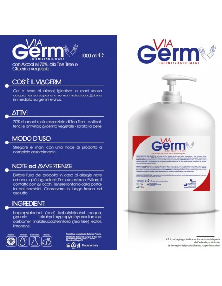 Gel Detergente per mani VIA GERM - Dispenser 1000 ml