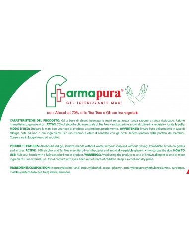 Gel igienizzante per mani FarmaPura -...