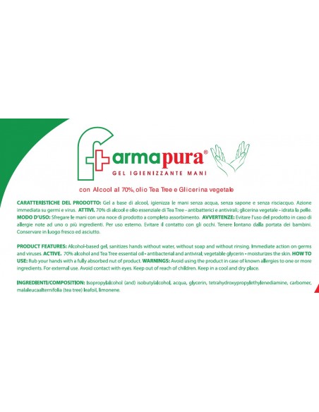 Gel igienizzante per mani FarmaPura - Tappo Flip Top - 1000 ml