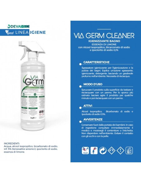 Via Germ cleaner Igienizzante bagno Spray - Flacone da 1 litro