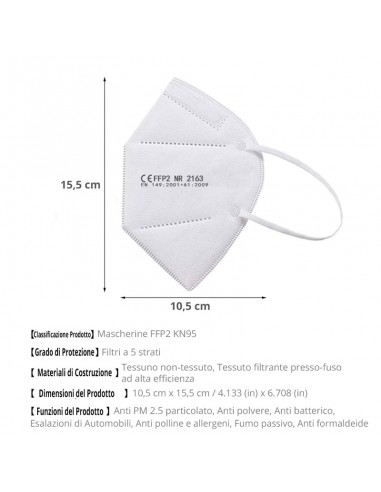 Mascherine FFP2 Certificate CE NR a 5...
