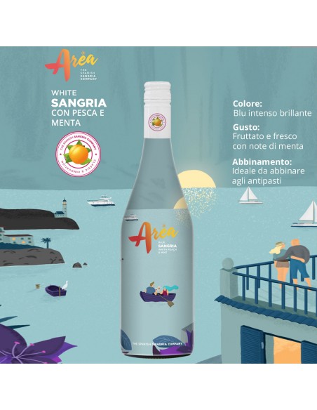 Sangria Area a Base di Vino Bianco Aromatizzato in 4 Gusti Differenti - Bottiglie Decorate Ideali Anche Come Regalo - 750 ml