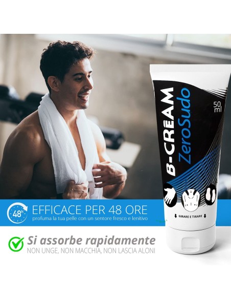 ZeroSudo Crema Antiodorante Naturale Contro i Cattivi Odori Derivanti dalla Sudorazione di Ascelle, Mani e Piedi - 50 ml