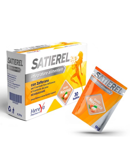 Satierel - Integratore Naturale ad Azione Dimagrante - Agisce sulla Fame Nervosa - Con Pregiato Zafferano - 30 Bustine