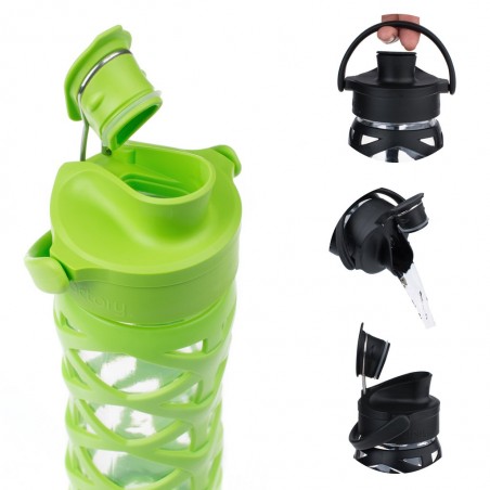 Borraccia in Vetro e Silicone Lifefactory con sistema axis straw cap