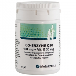 immagine della confezione dell'integratore di Metagenics Coenzima Q10 Mg 100 + Vitamina E - 30 capsule